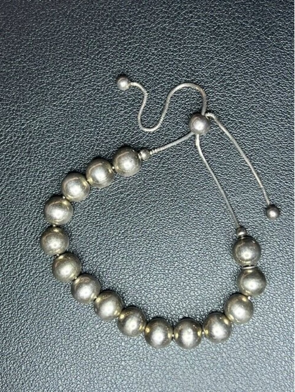 B7368 Vintage Sterling Silver Beaded Bolo Bracelet Adjustable Slider Style 6.6g